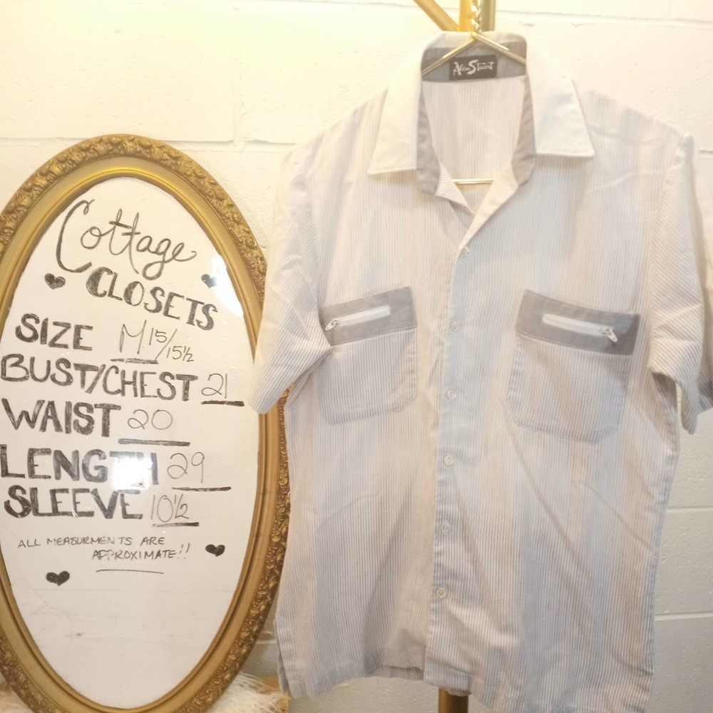 VTG 80s Alan Stuart Zipper Pocket Shirt M